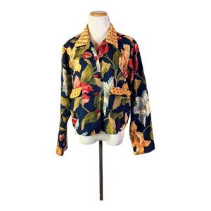 My Boyfriend's Back Size L Floral Button-Front London Jacket Mixed Fabrics